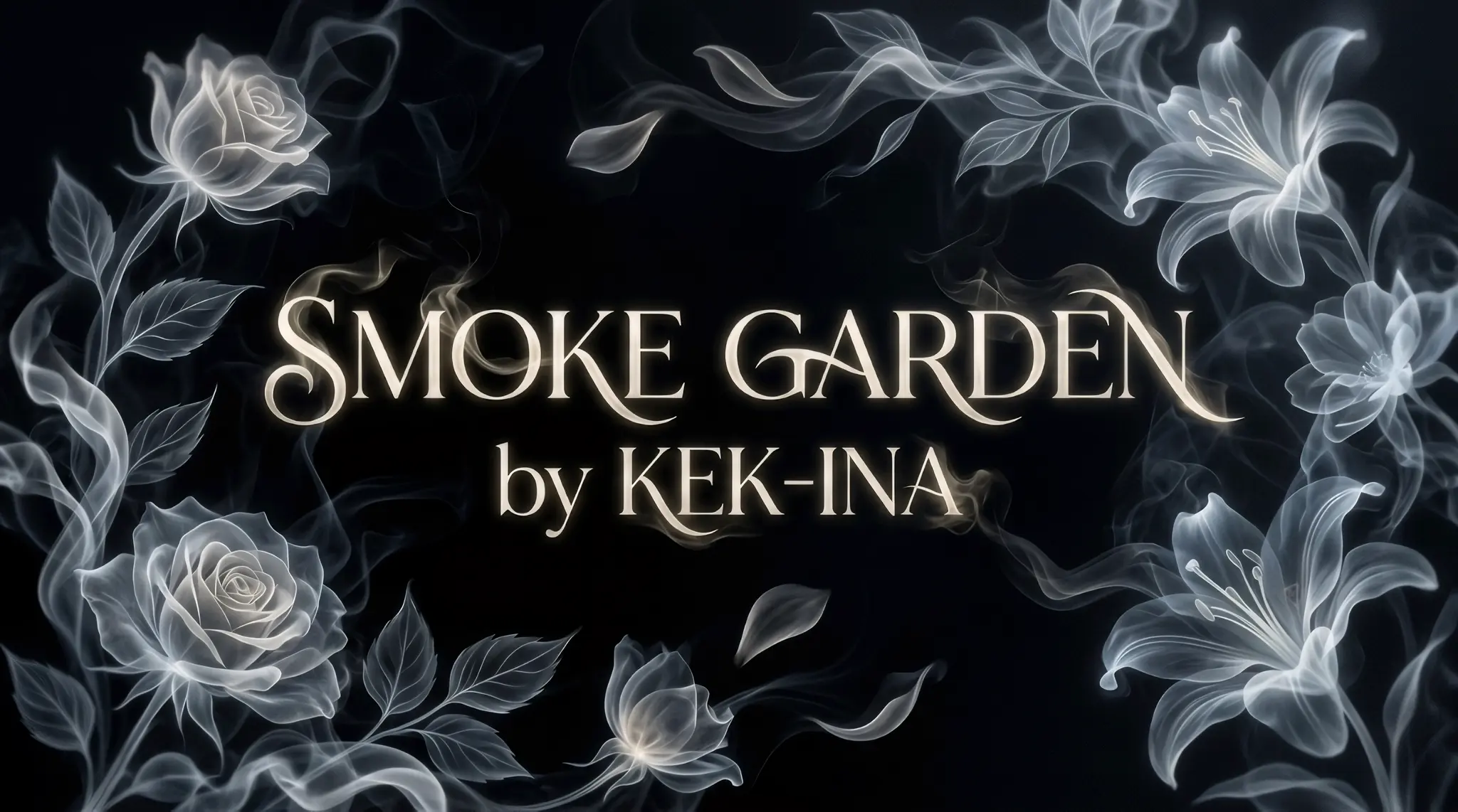 Smoke Garden by Kek-Ina - Art floral en fumée sur fond noir