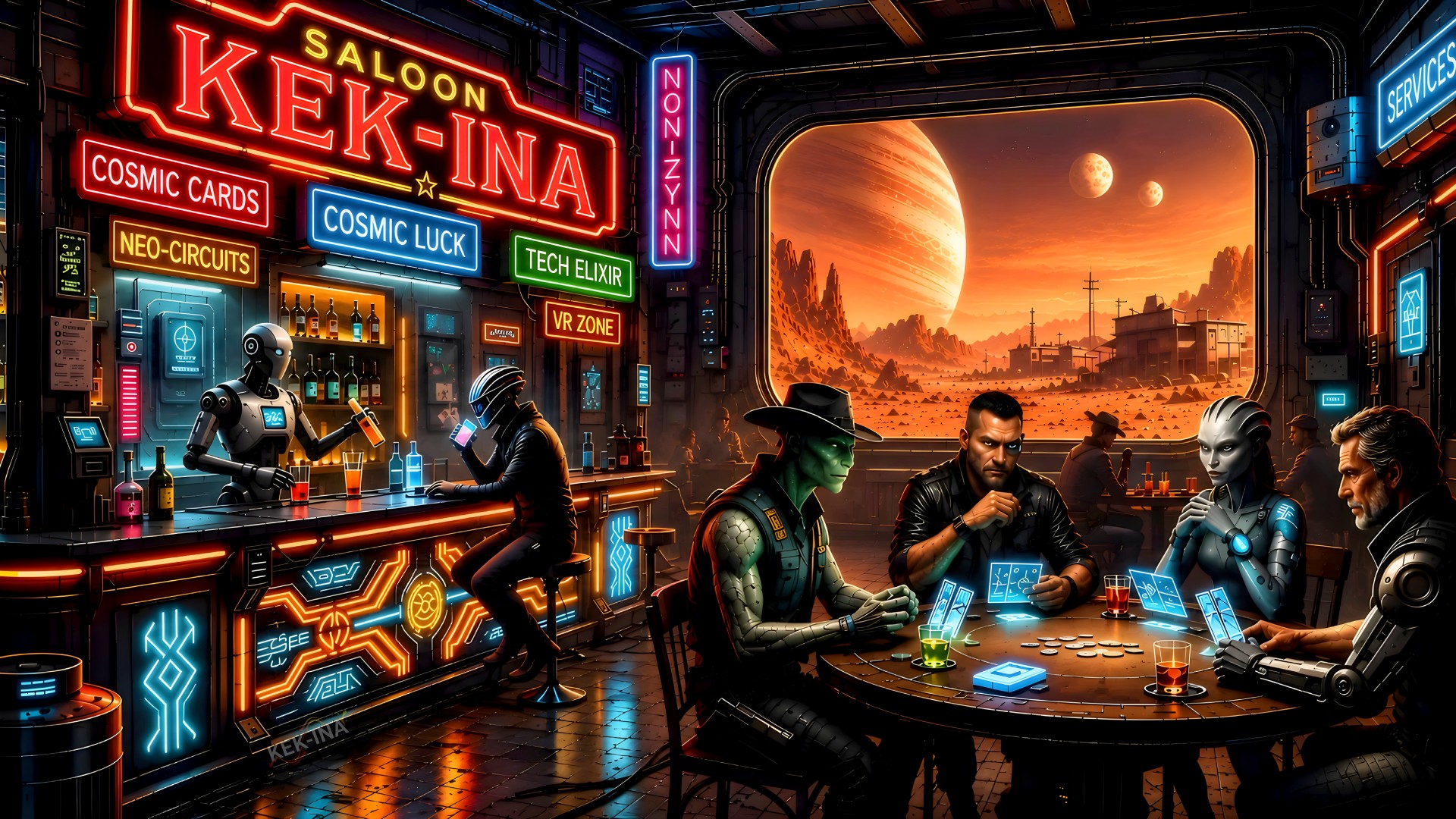 Wallpaper Saloon cyberpunk paysage